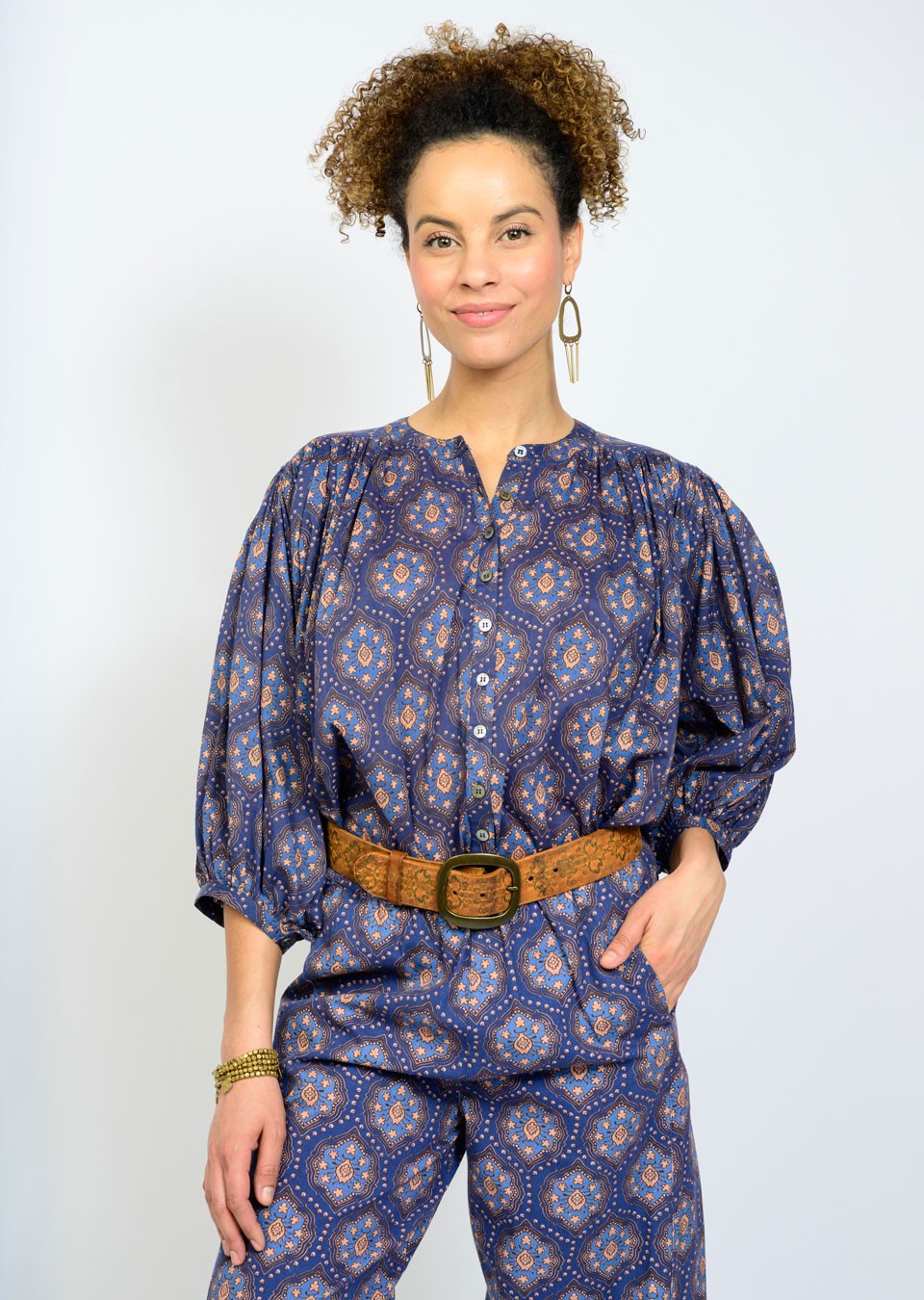 Ivy Jane - Tile Barrel Pant - Blue