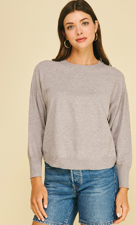 Pinch - Raglang Sleeve Crewneck Sweater - Heather Grey