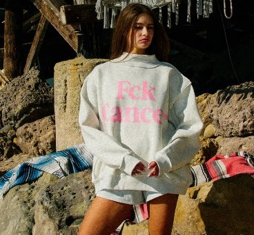 Bucket List - FCK CANCER Reversible Mock Neck Sweatshirt