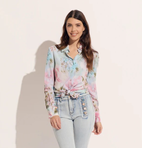 Oo La La - Pastel Viscose Button Down Blouse - Multi