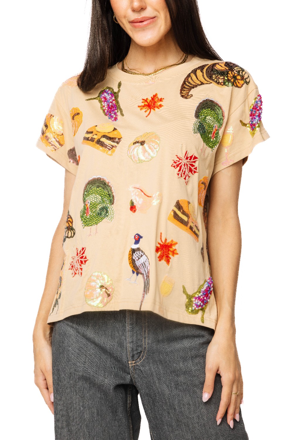 Queen of Sparkles - Beige Thanksgiving Icon Tee