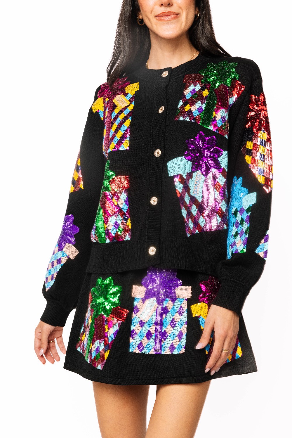 Queen of Sparkles - Black Multi Present Cardigan