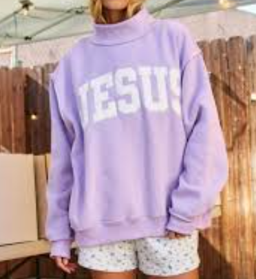 Bucket List - Jesus Embroidered Mockneck Sweatshirt