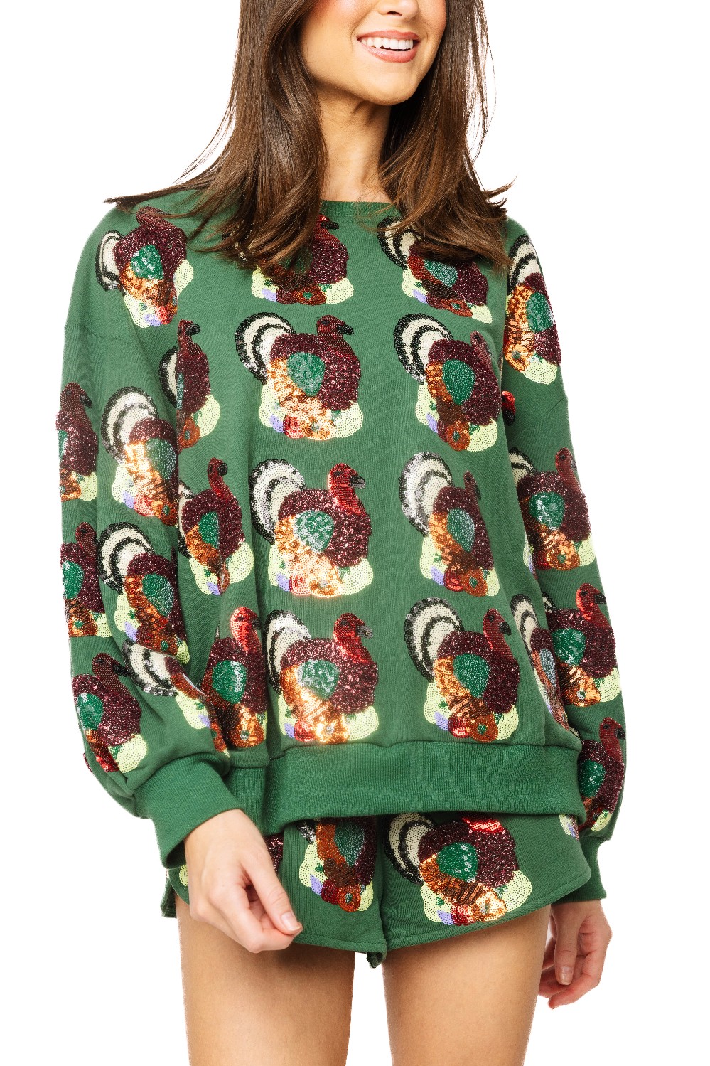 Queen of Sparkles - Green Multi Turkey Sweatshirt
