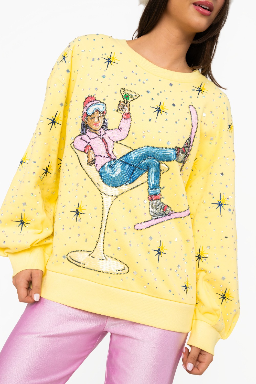 Queen of Sparkles - Yellow Skier Sweatshirt