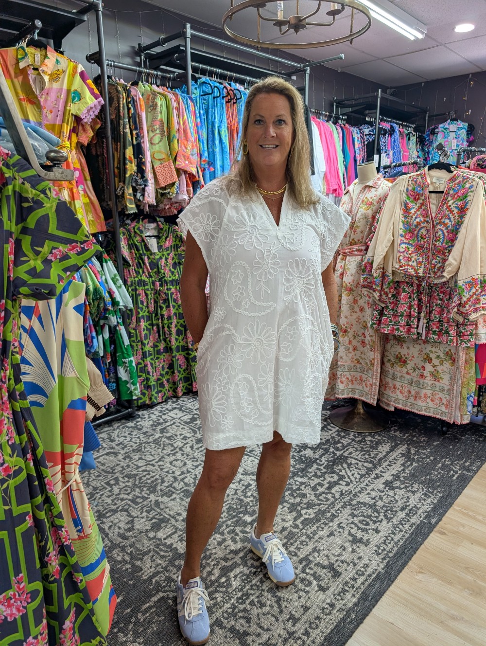 Pinch - Floral Embroidered Mini Dress - White