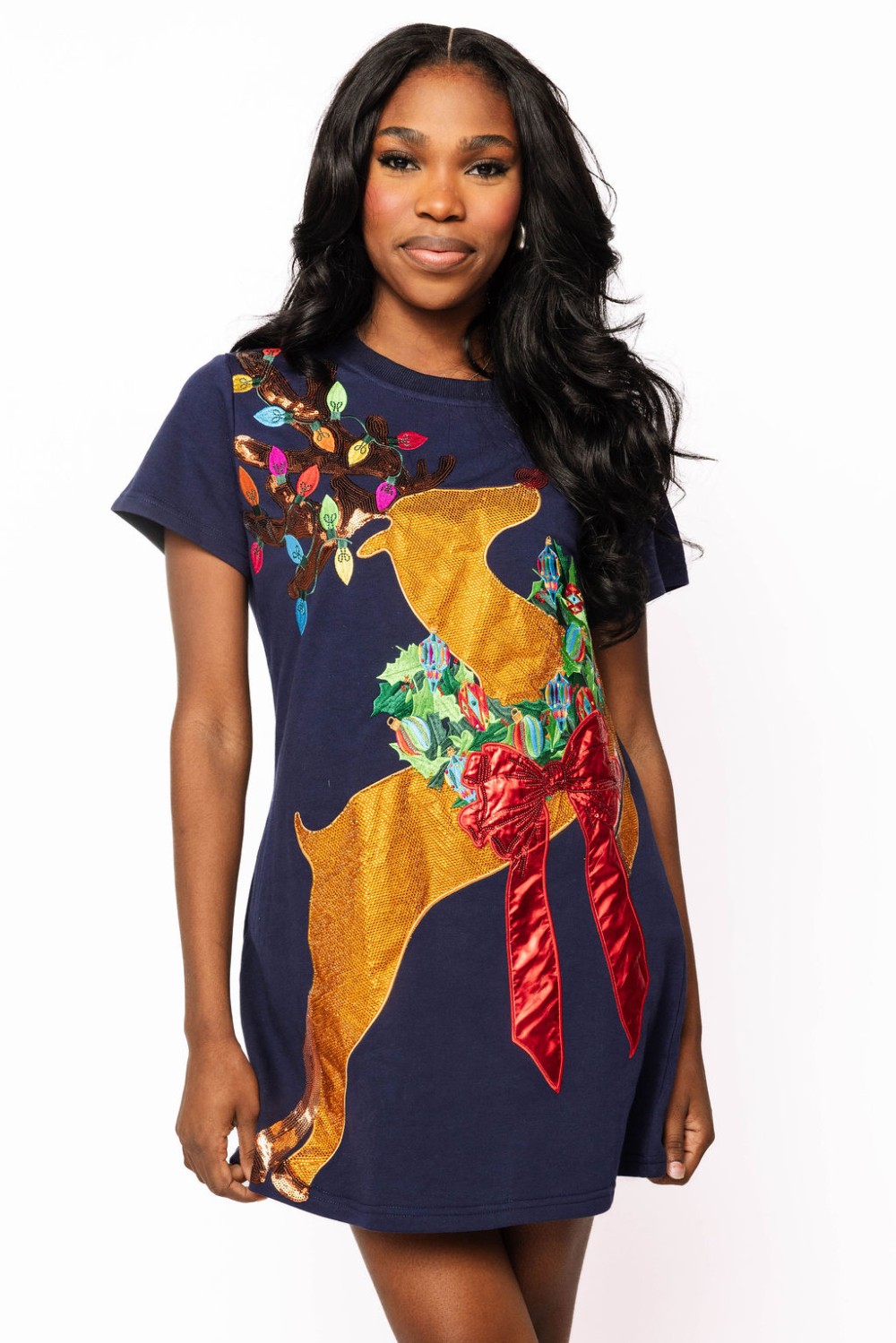 Queen of Sparkles - Navy Rudolph Dress