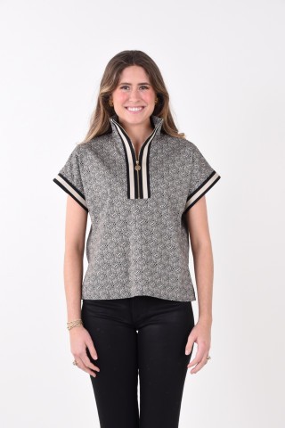 Emily McCarthy - Poppy Pullover - Black Tonal Monogram