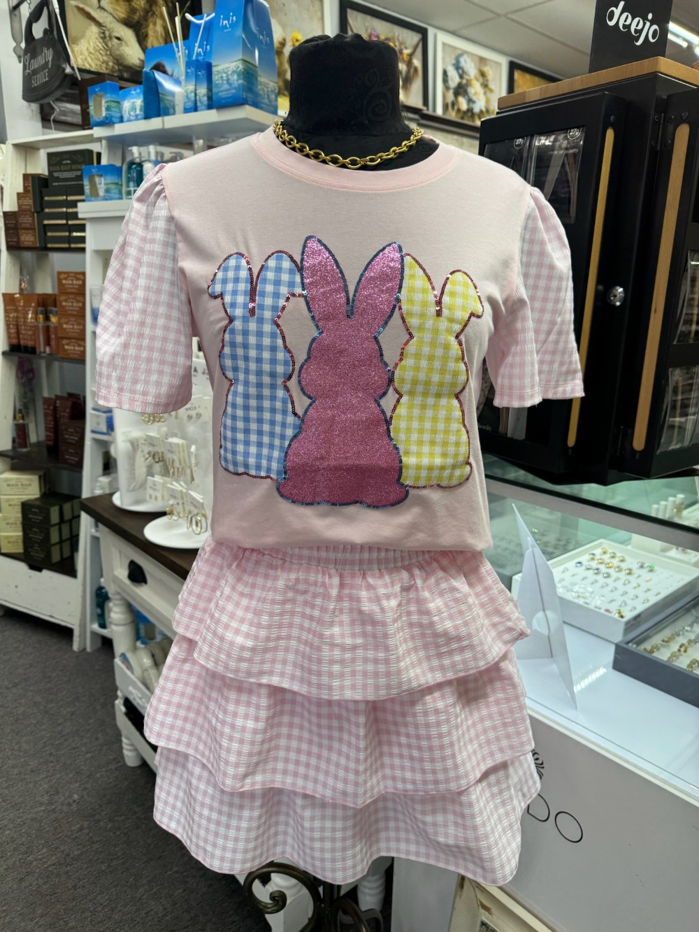Grace & Emma - Bunny Patches Pink Top