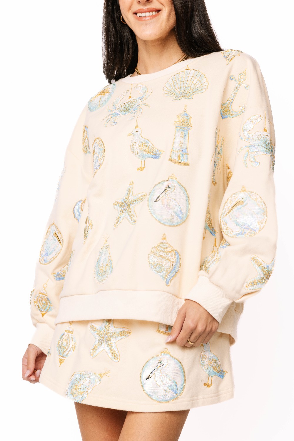Queen of Sparkles - Coastal Sea Shell Sweatshirt