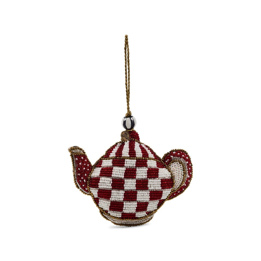 Mackenzie Childs - Cherry Check Beaded Teapot Ornament