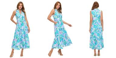 Aryeh - Sleeveless Tiered Maxi Dress - Sky