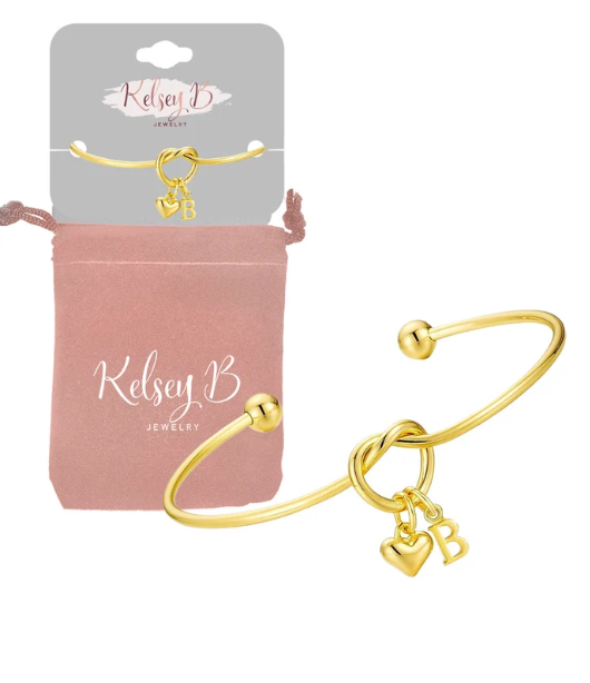 Kelsey B- Tied To You Initial Bangle Carded Pouch Letter B