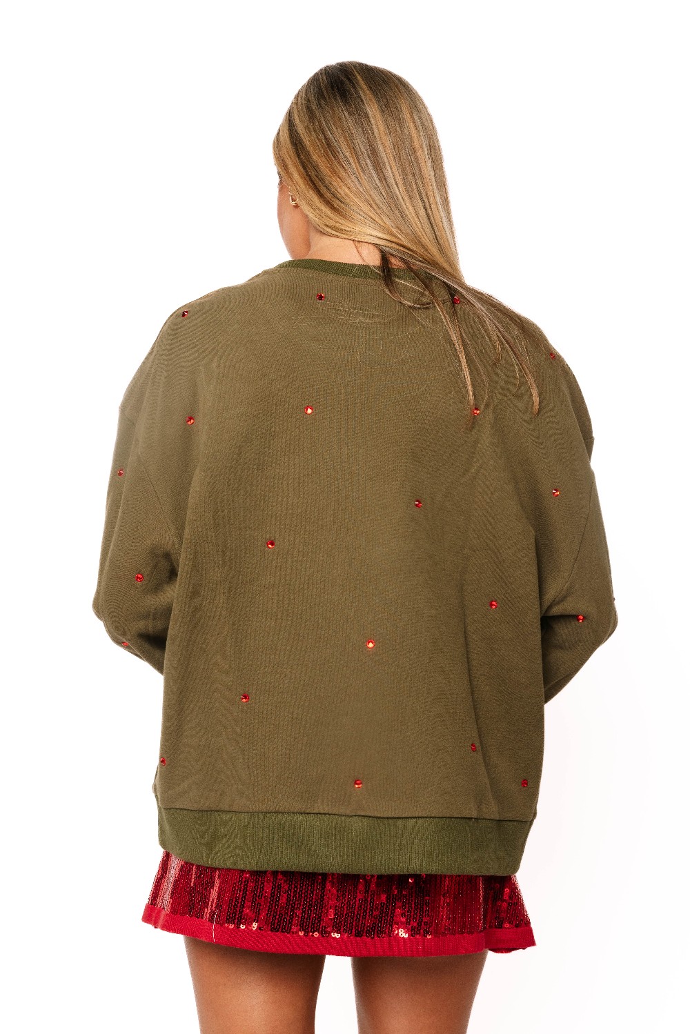 Queen of Sparkles - Olive Green Santa in a Martini Glass Sweatshirt