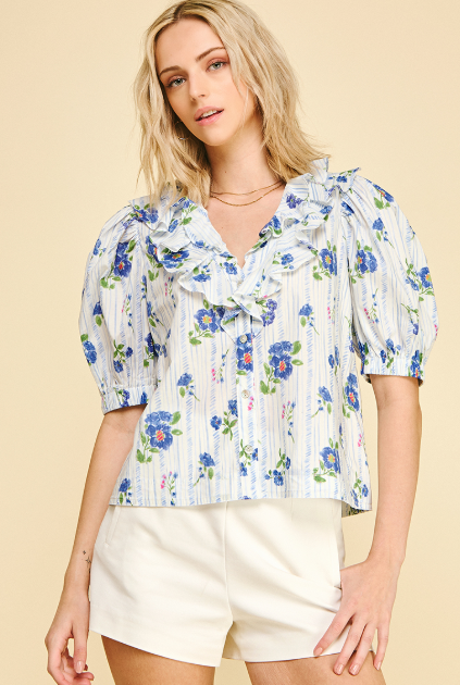 Pinch - Floral Button Down - Blue