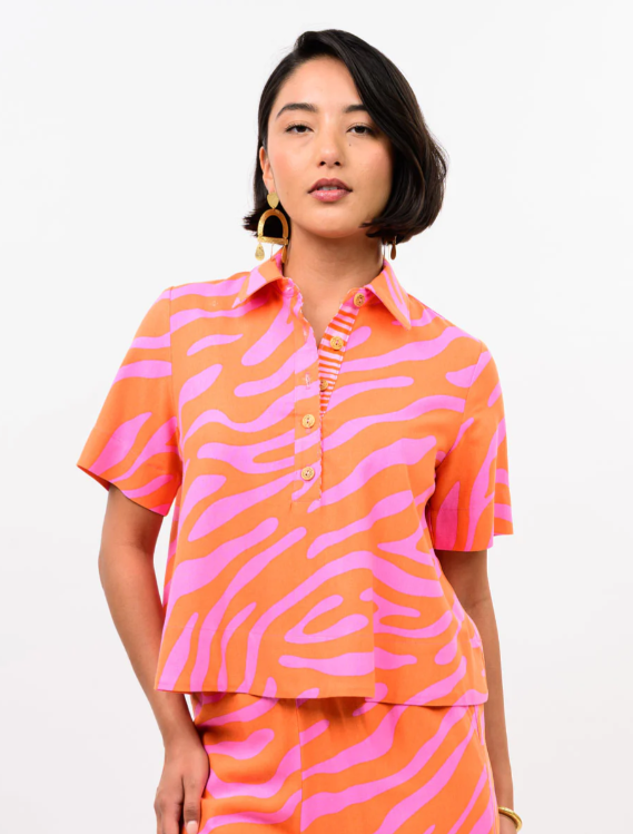 Ivy Jane - Swing Popover Top - Tangerine