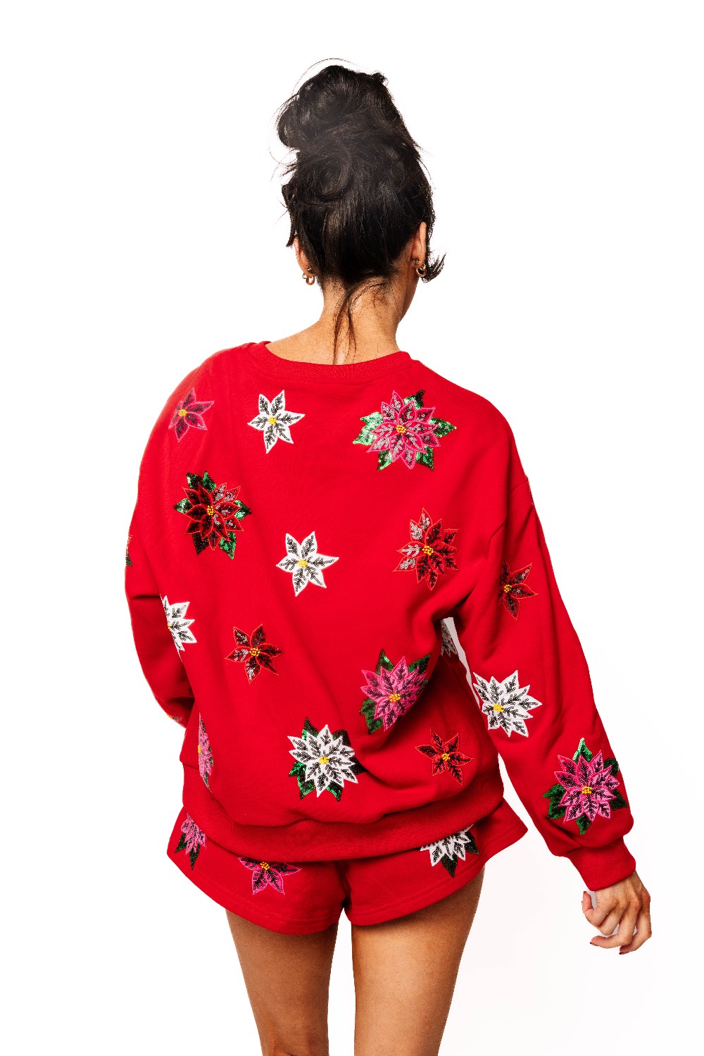 Queen of Sparkles - Red Poinsettia Card Logo Sweatshirt
