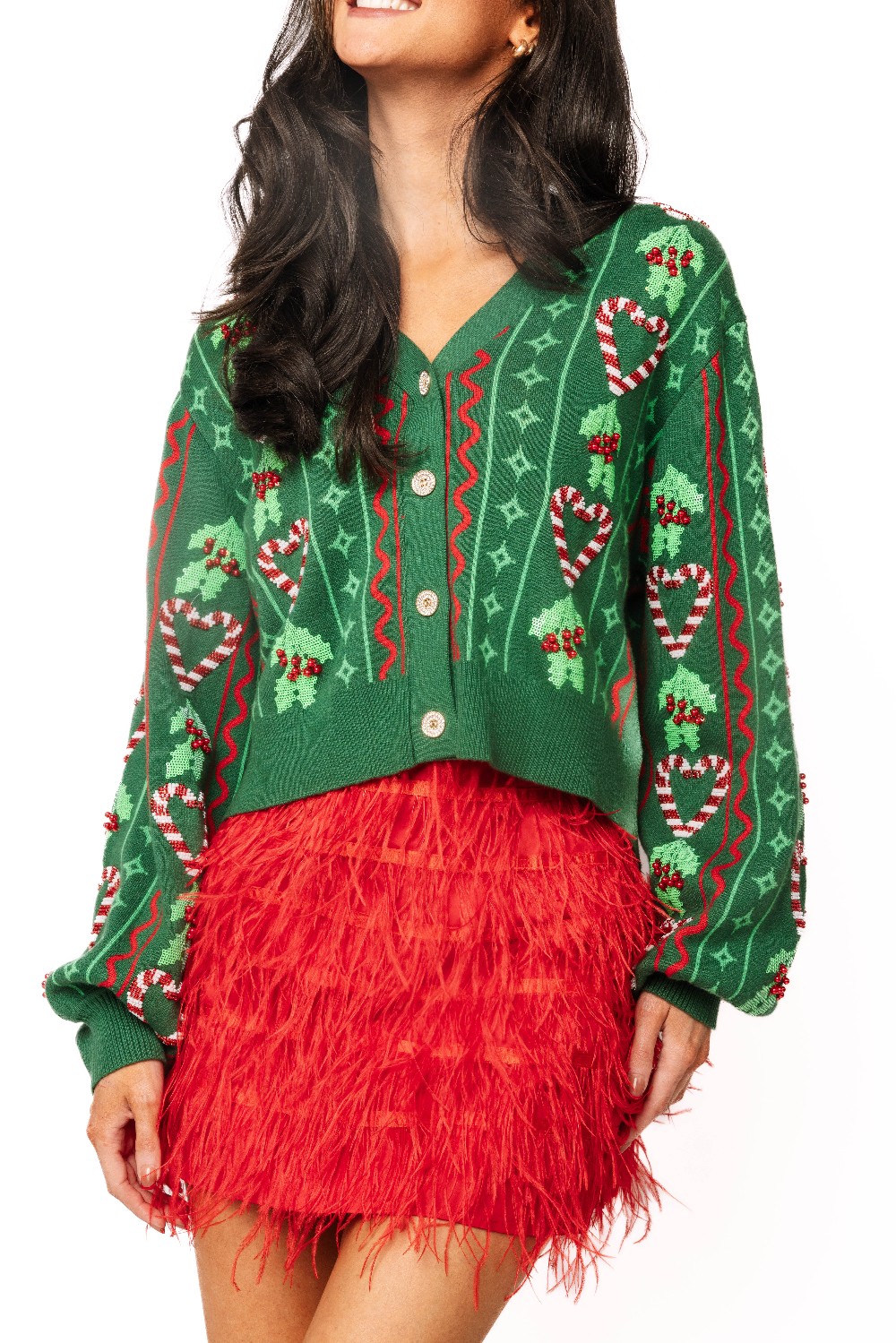 Queen Of Sparkles - Holly & Peppermint Cardigan