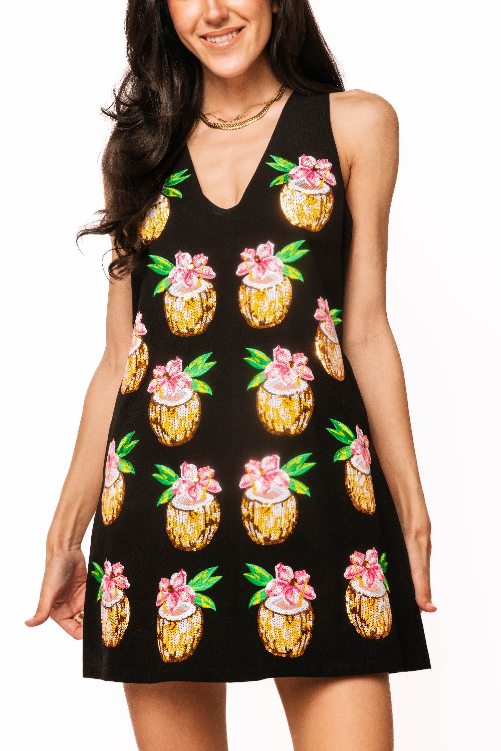 Queen of Sparkles -  Black Coconut Dress
