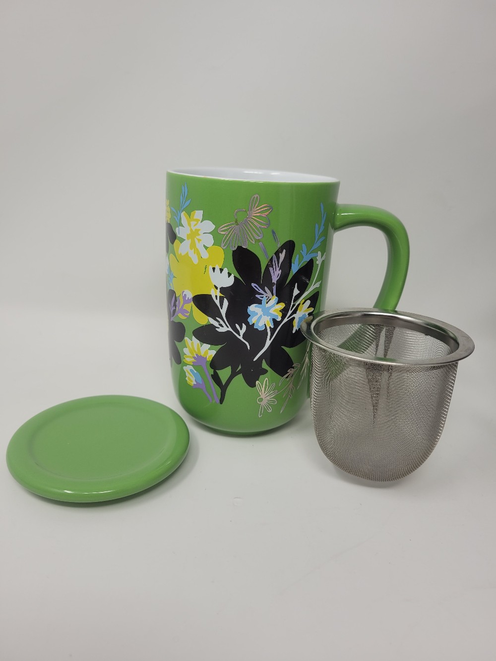 Floral Ceramic Tea Infuser Mug With Lid