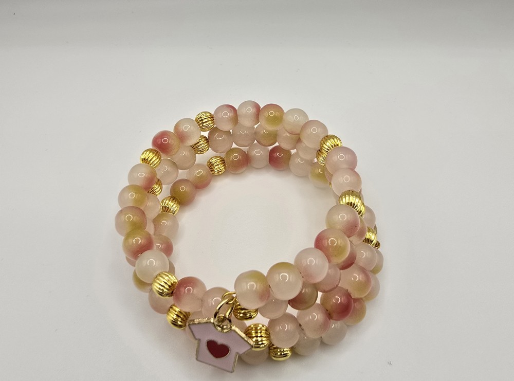 Peach/Gold Wrap Bracelet
