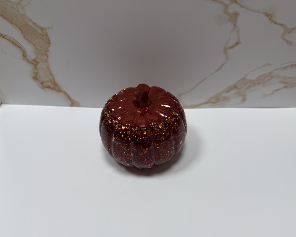 Maroon Glitter Pumpkin Trinket Jar