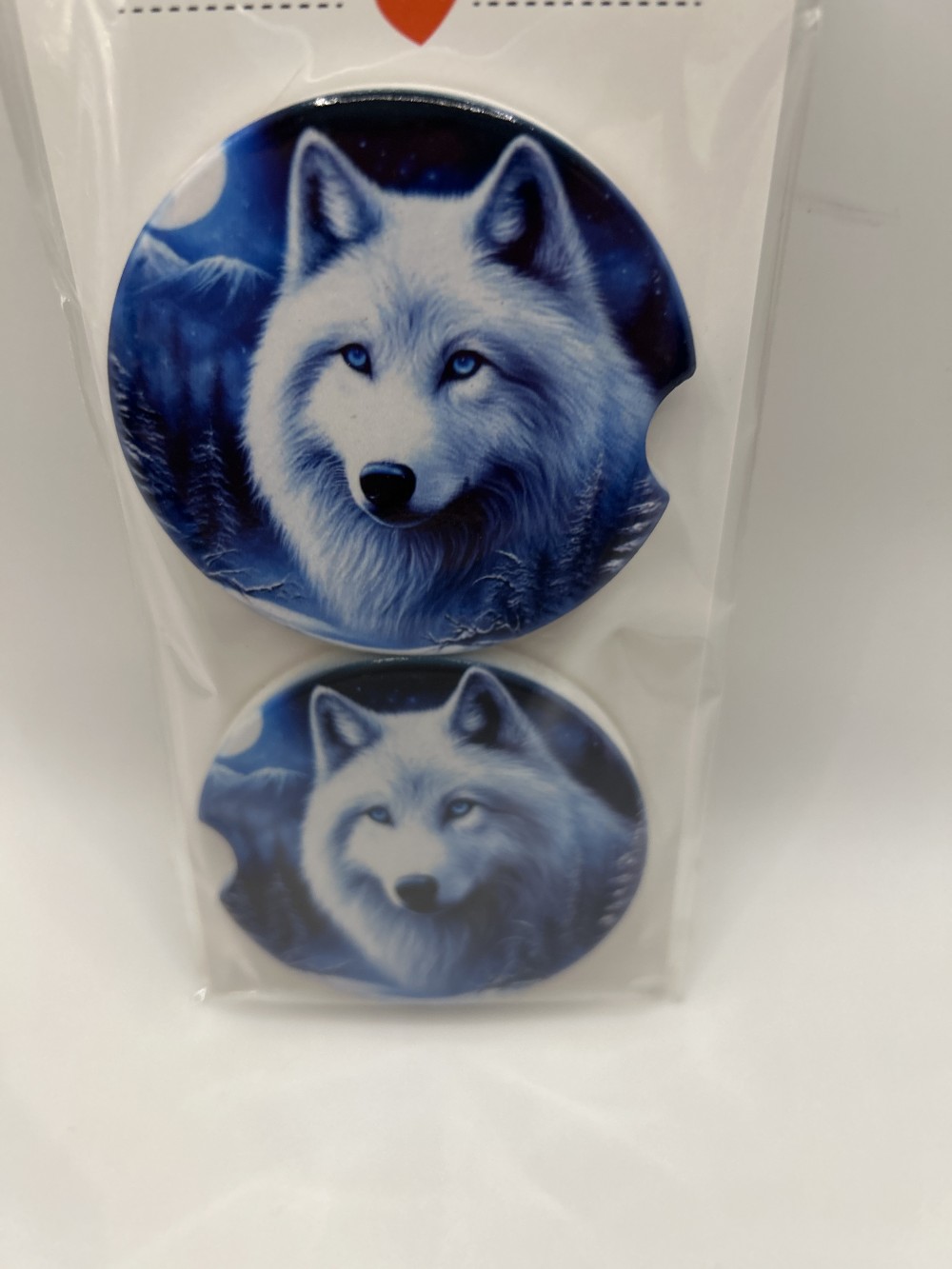 Blue wolf car coaster