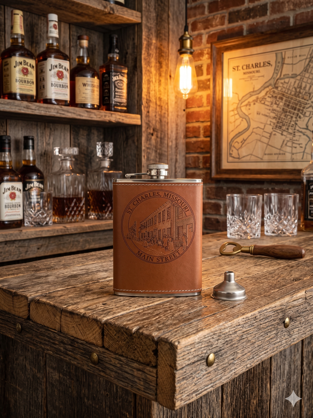 St Charles Leather Wrapped Flask