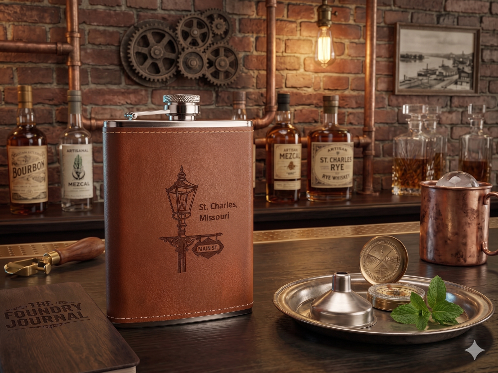 St Charles Leather Wrapped Flask