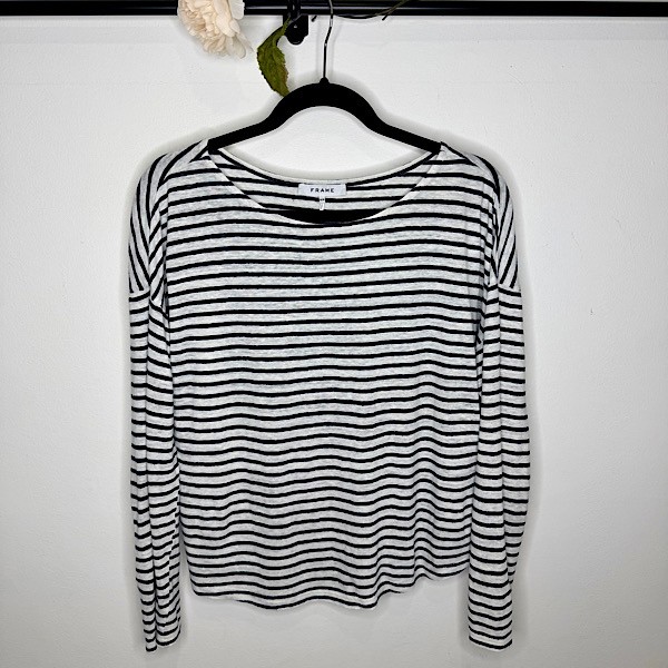 Frame Denim Breton Striped Linen Top