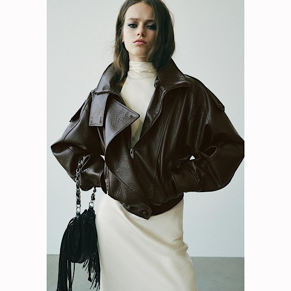 Zara Vegan Leather Oversized Bomber