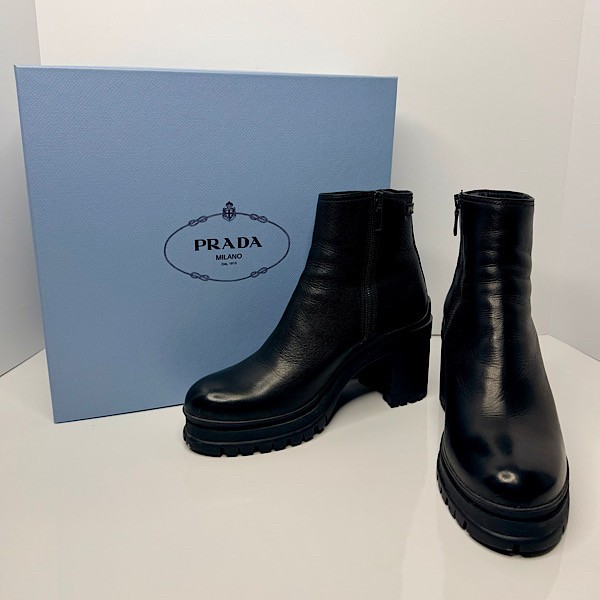 Prada Leather Lug Sole Zipped Boots - SZ 38