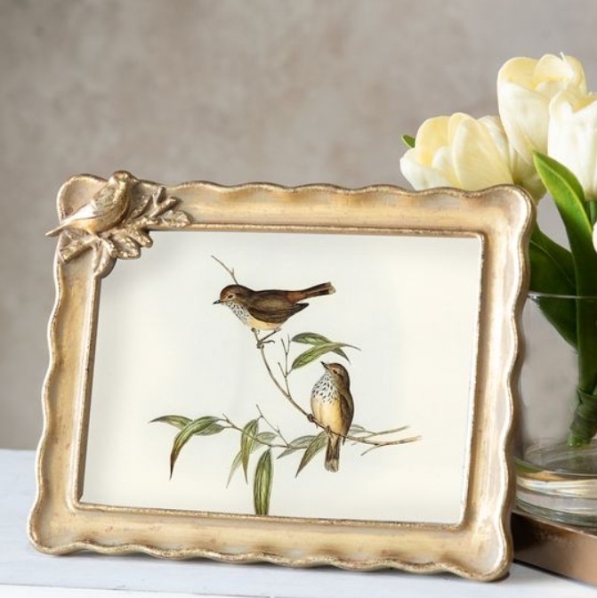 7 X 5 GOLD BIRD ACCENT PHOTO FRAME