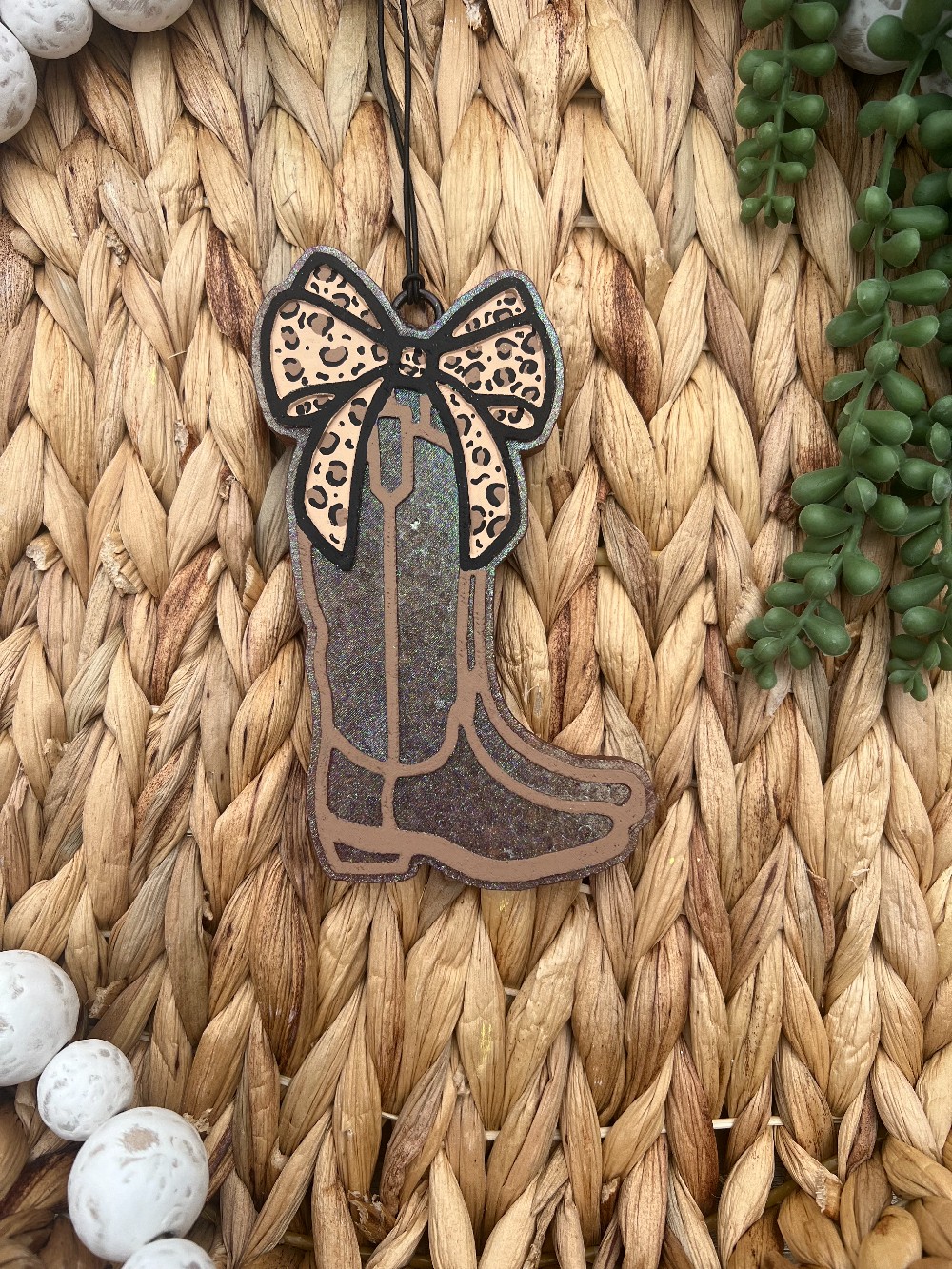 Boots W/ Bow Freshie - Mahogany Teakwood Scent