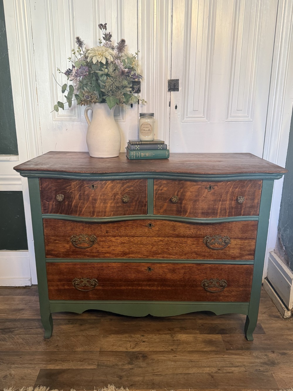 Dresser / Lowboy w/ boxwood & kitchen scale paint