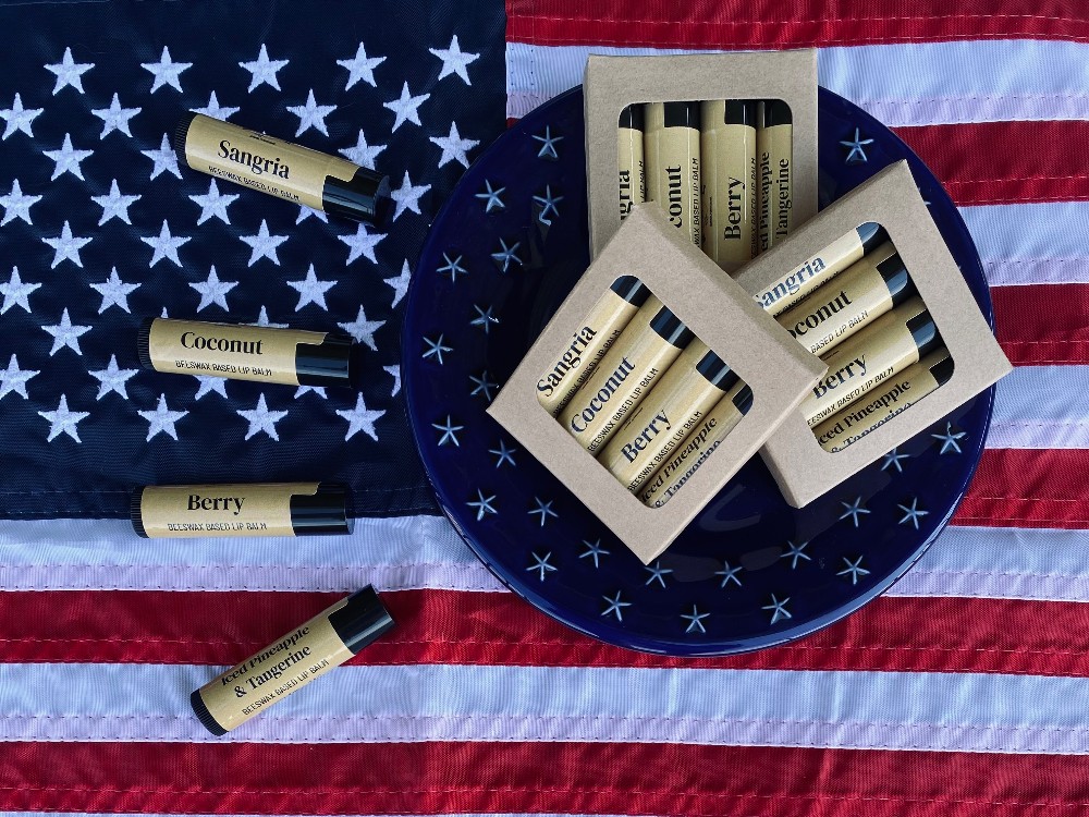 Red, White & Blue Lip Balm 4 Pack