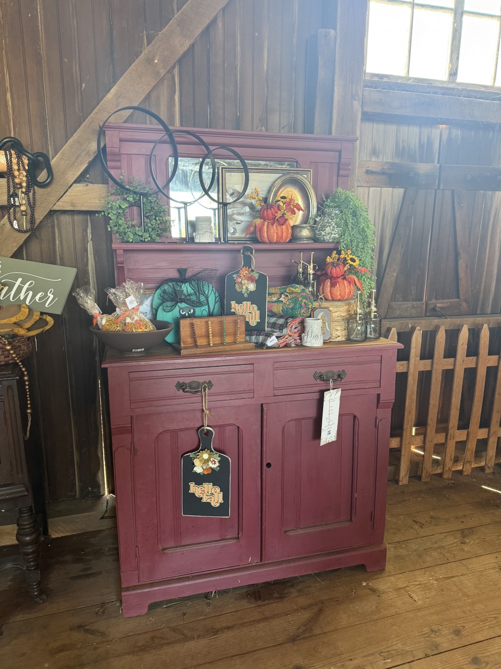 Buffet Hutch w/ mirror, burgundy