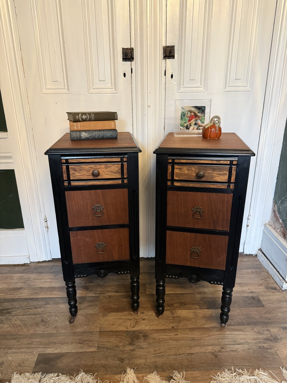 Table, Nightstand pair General Finishes Black w/ lacquer