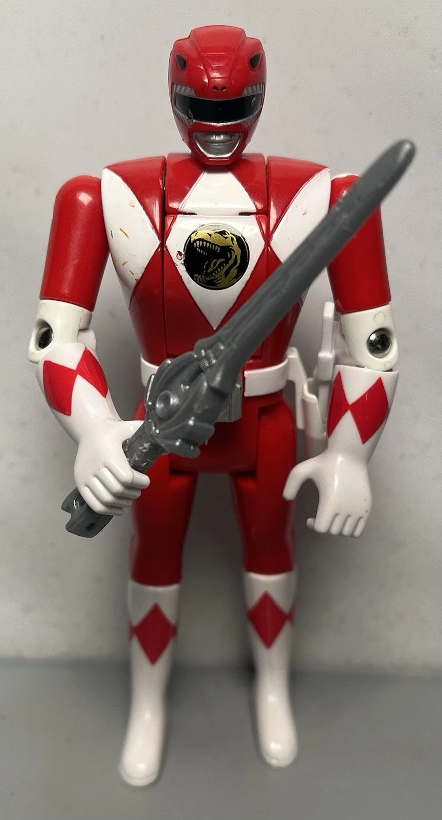 1993 Bandai Mighty Morphin Power Rangers Flip Head RED RANGER 5in Action Figure