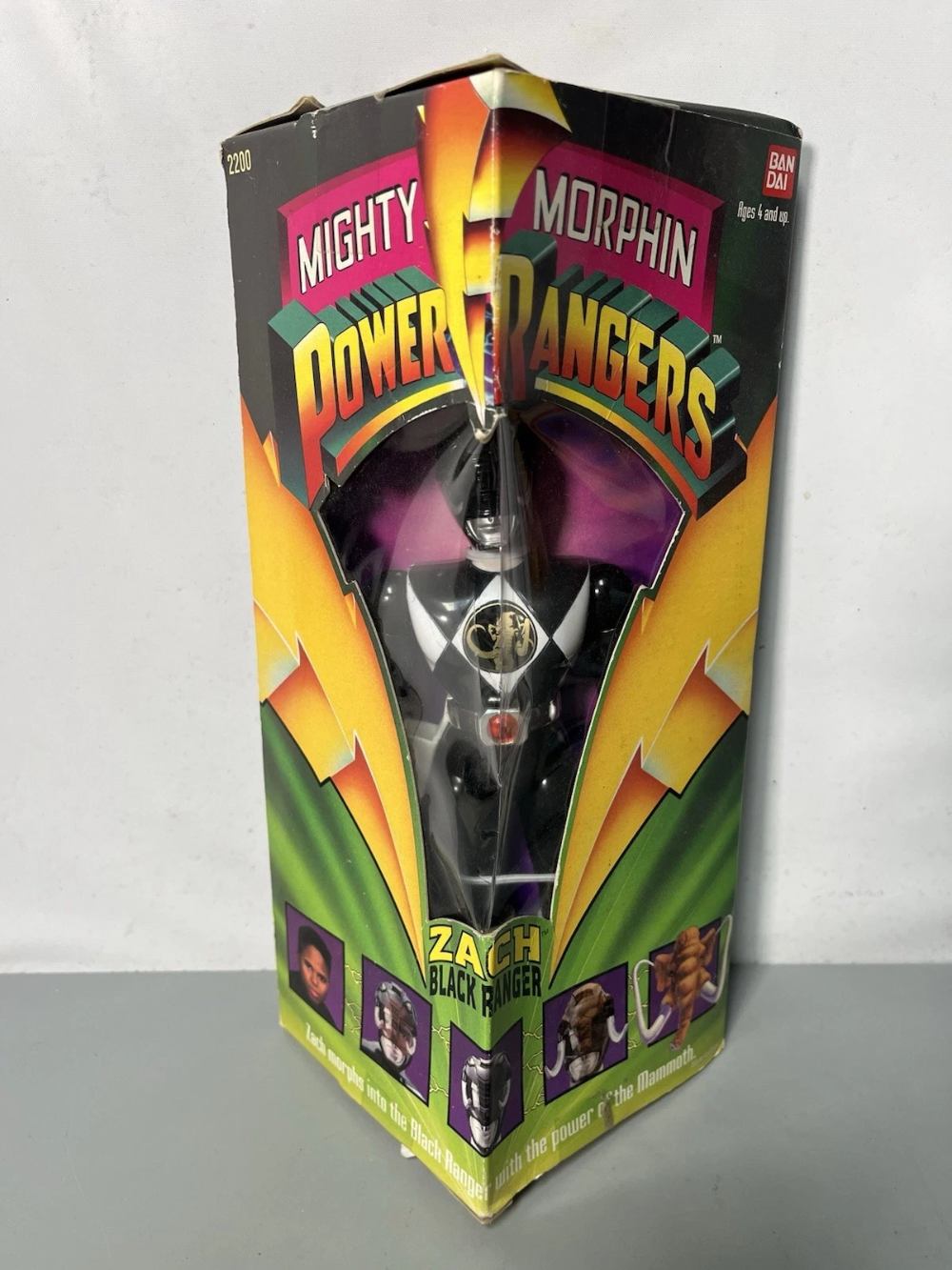 Vintage 1993 Mighty Morphin Power Ranger ZACH Black Ranger 8in Action Figure NEW