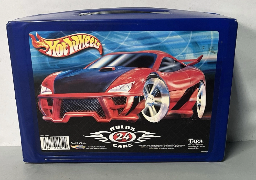Hot Wheels 24 Car Carry Storage Case w/ Handle, Blue Plastic 1:64 20050