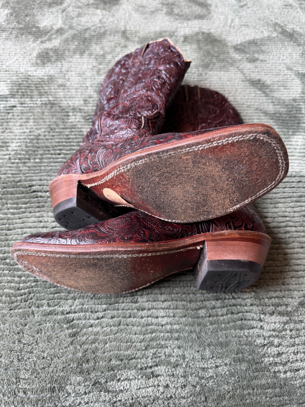 Boulet hand tooled floral leather boots