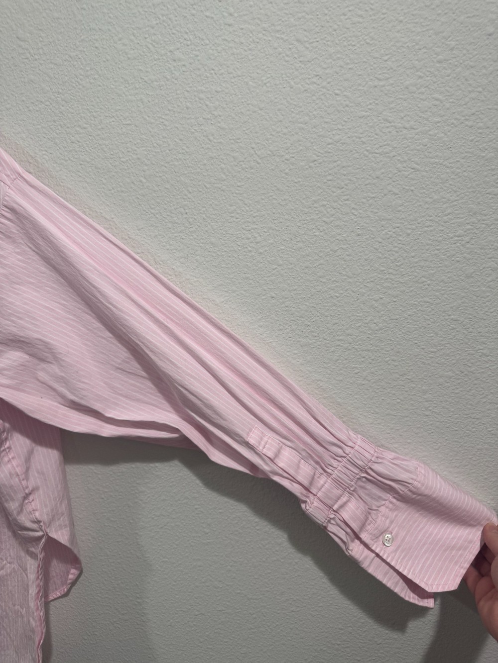 ALC. pinstripe button down sinced sleeve detail