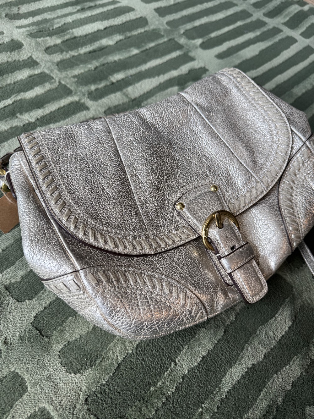 Coach Poppy whipstitch leather flap bag