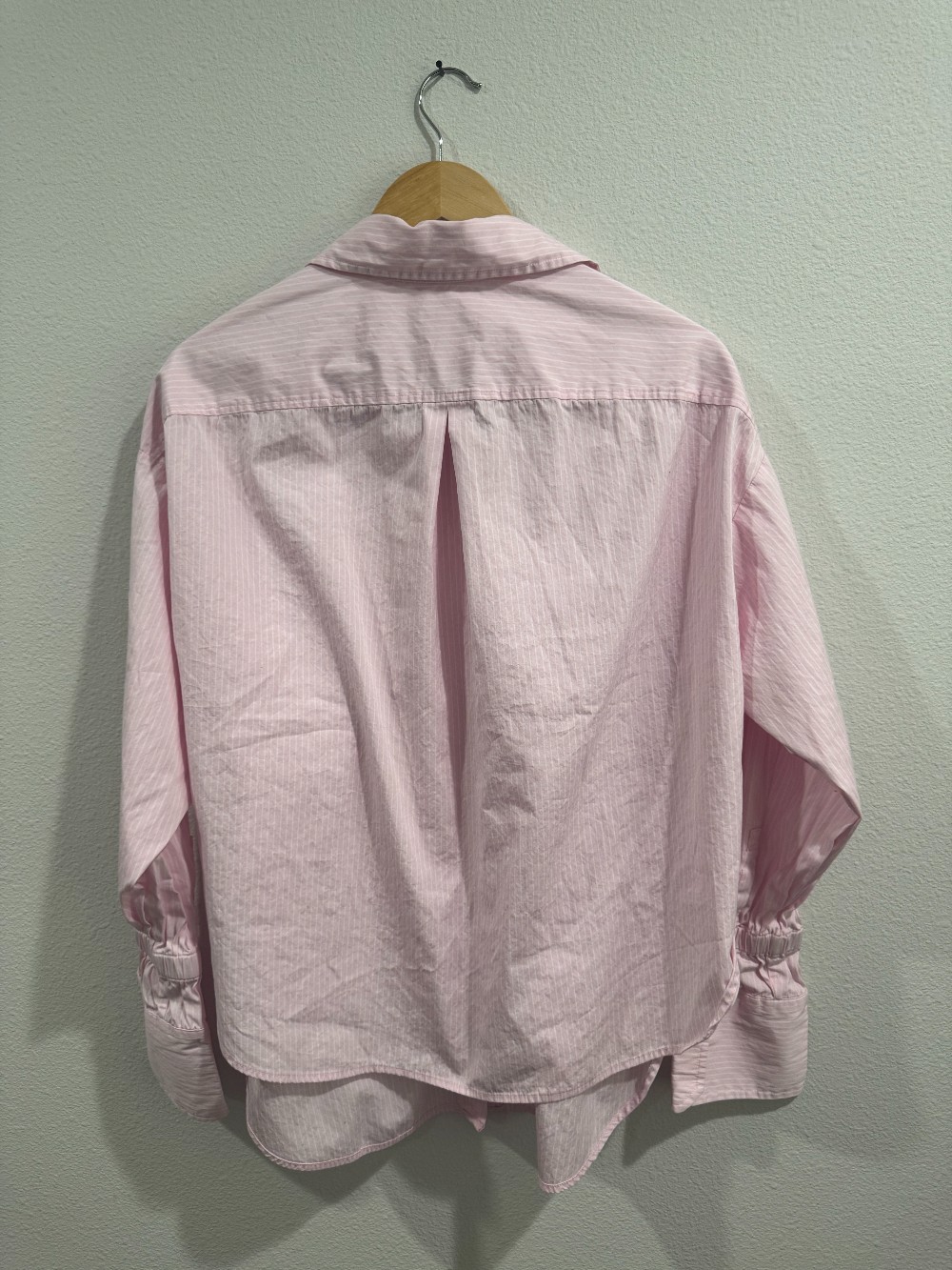 ALC. pinstripe button down sinced sleeve detail