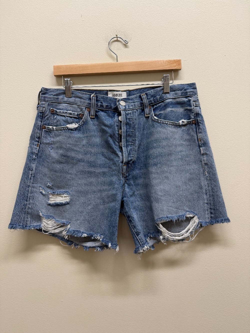 Agolde distressed jean short