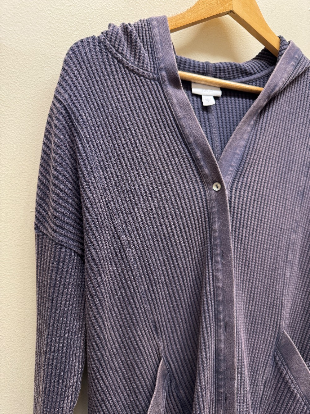 JJill button down hooded duster