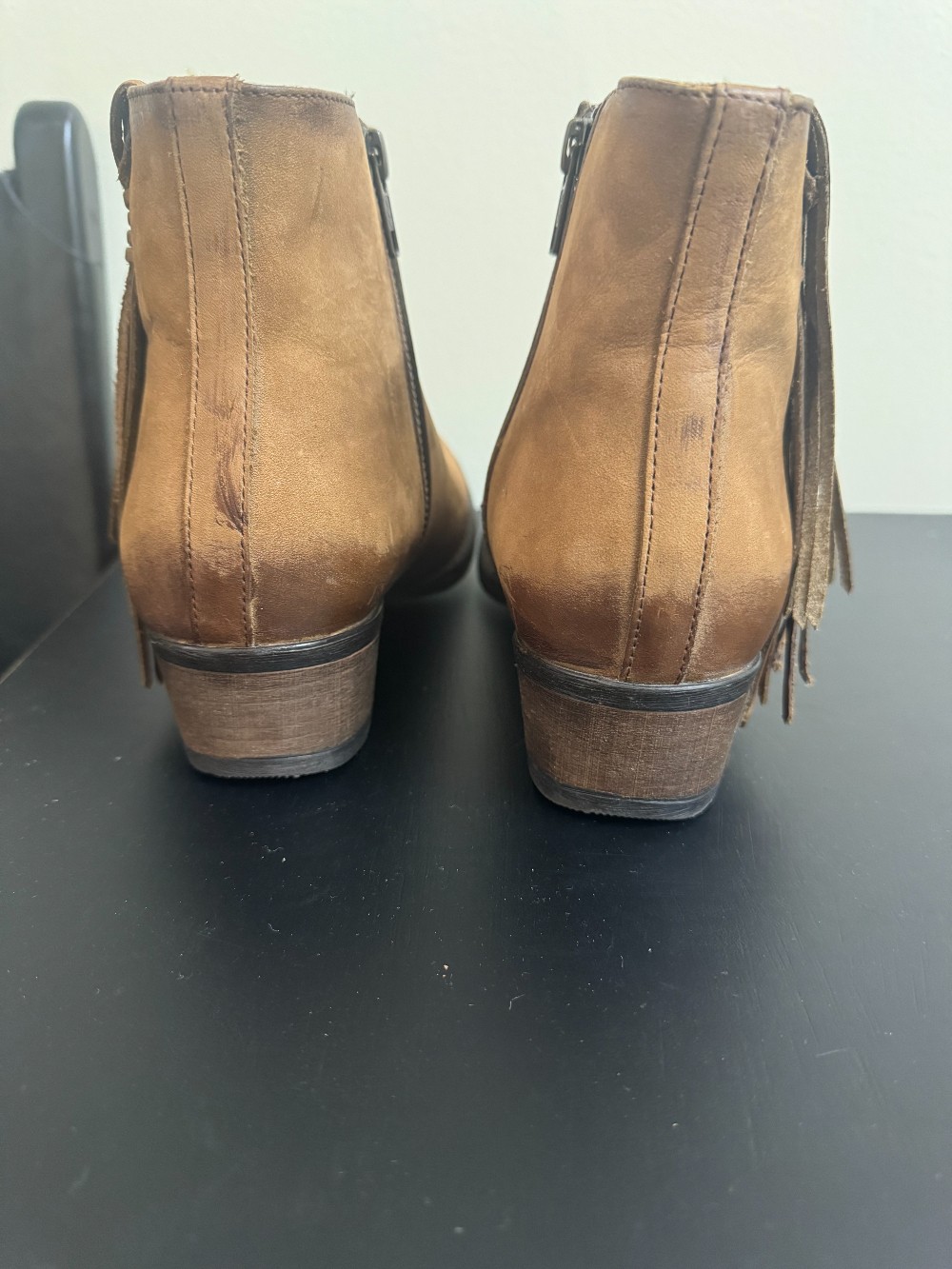 Circle G ankle leather fringe boot