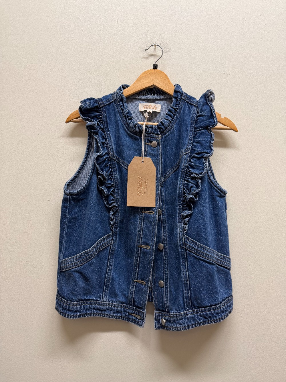 LIsticle button down jean vest NWT