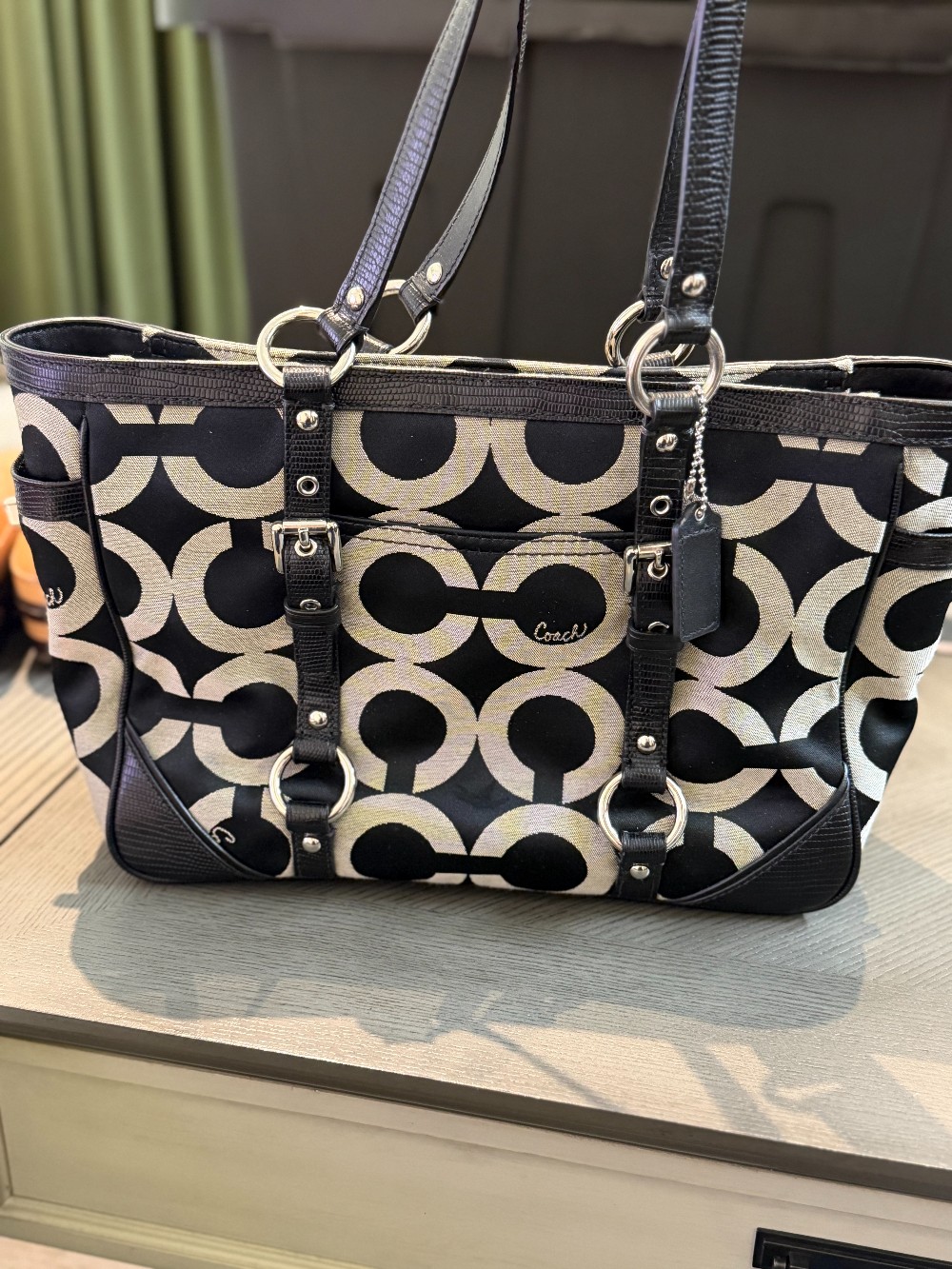 Coach linen leather shoulder bag